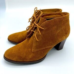 L.L. BEAN Brown Leather Suede Lace Up Chukka Ankle Heels Boots
